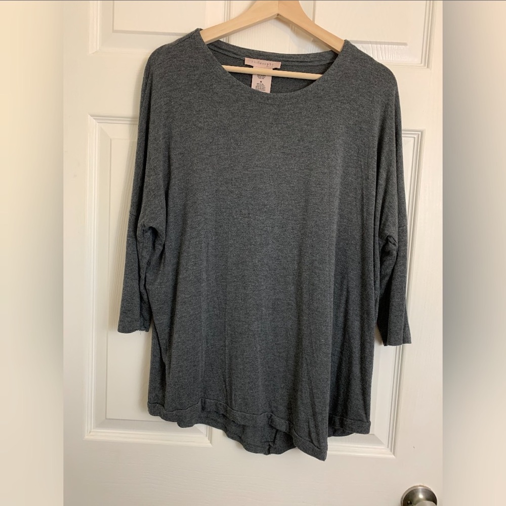 Philosophy asymmetrical 3/4 length sleeve top